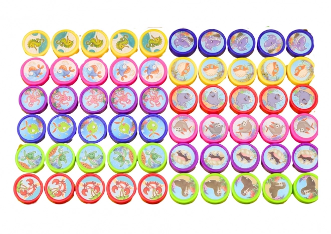 Timbres décoratifs 12 motifs d'animaux aquatiques 6 couleurs