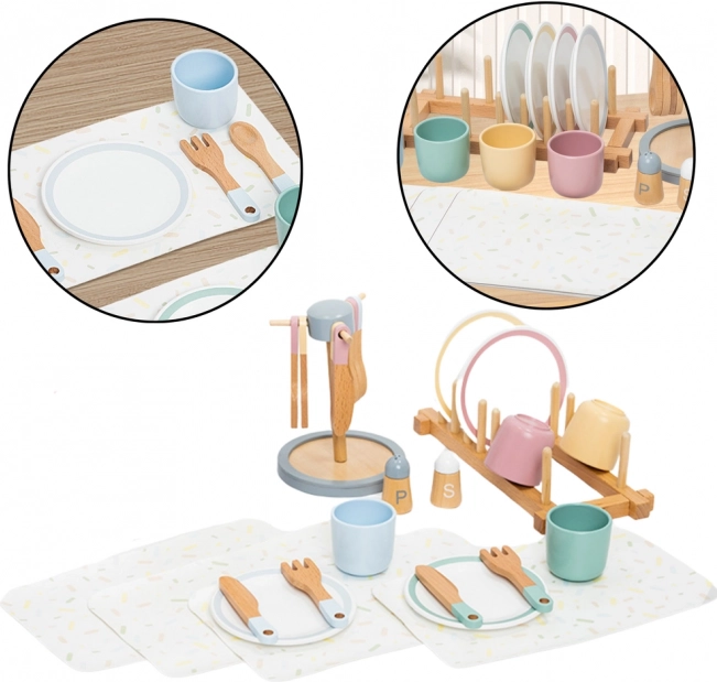 Ensemble de vaisselle en bois pour enfants 33 pièces