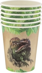 Gobelets en papier thème dinosaures 250 ml, lot de 6
