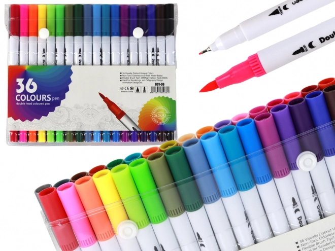 Ensemble de crayons à double pointe 36 pièces dans un organiseur en différentes couleurs