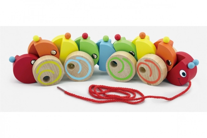 Chenille à tirer en bois