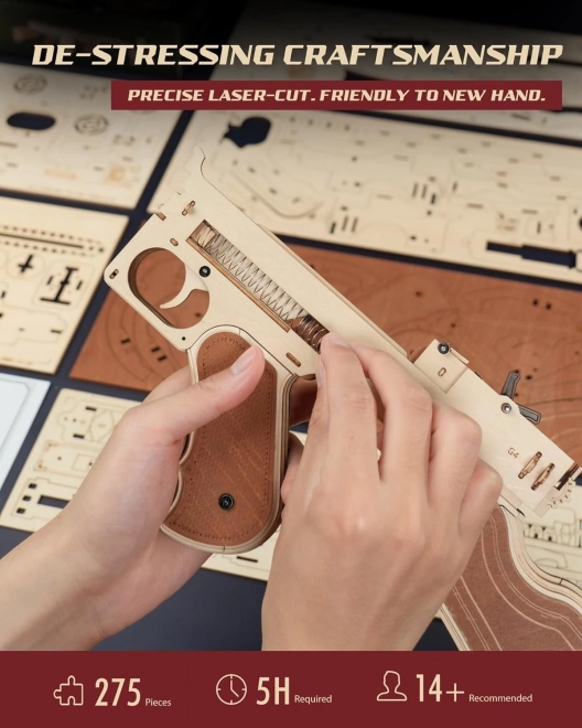 Puzzle mécanique en bois 3D RoboTime Pistolet-Mitrailleur Thompson