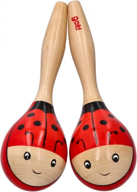 Maracas en bois coccinelle – lot de 2