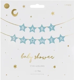 Bannière signe pour baby shower étoiles couleur claire 290 cm x 16,5 cm – Bleu clair