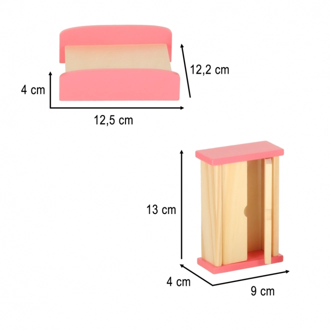 Meubles en bois pour maison de poupée violet