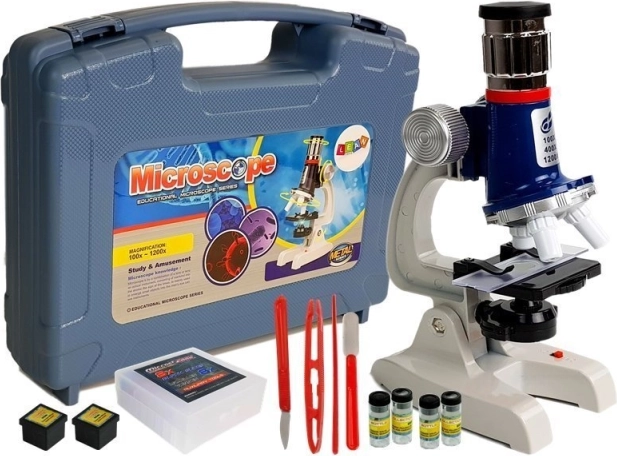 Grande trousse scientifique – microscope éducatif pour enfants 100× 400× 1200× dans une mallette