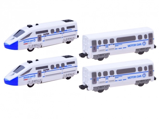 Train de passagers avec wagons sur voie de 9m