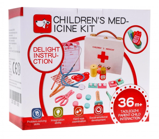 Ensemble médical en bois pour enfants 3+ avec accessoires 30 pièces