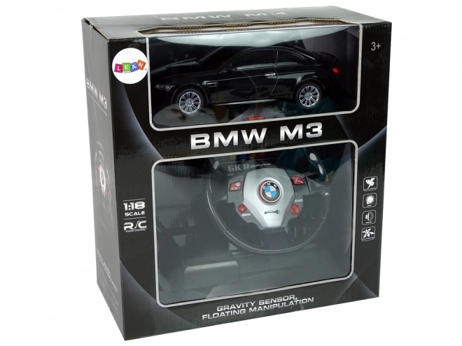 BMW M3 voiture télécommandée noire 2.4G télécommande volant 1:18 lumières sonores
