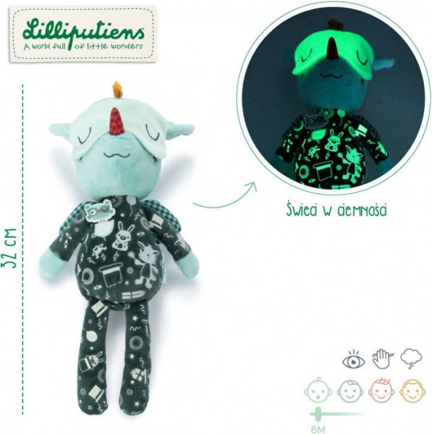 Lilliputiens doudou d’endormissement avec éléments fluorescents dragon JOE 6m+