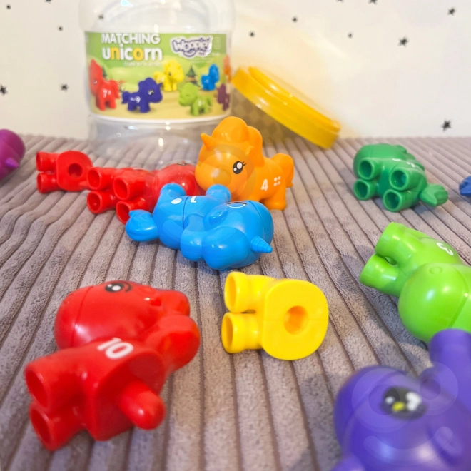 Ensemble Montessori pour l'apprentissage des chiffres et des couleurs Licornes