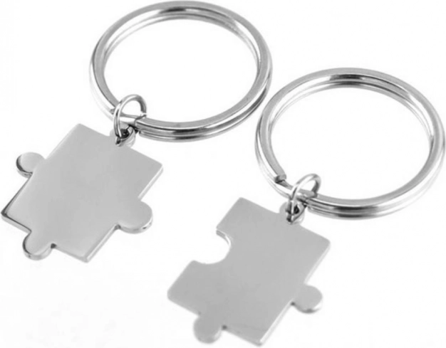 Porte-clés en acier Puzzle – lot de 2 pièces