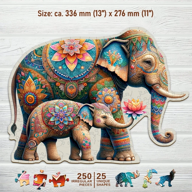 Puzzle en bois Éléphants à la mode 250 pièces