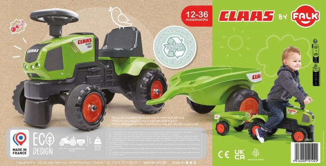 Trottinette - tracteur Claas avec volant et remorque