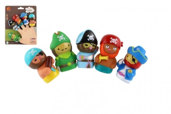 Marionnettes à doigts pirates 5 pcs en caoutchouc 6cm sur carte 16,5x20cm