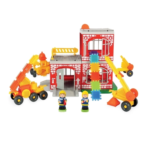 Jeu de construction créatif Pin Bricks Caserne de pompiers 100 pcs + 2 figurines