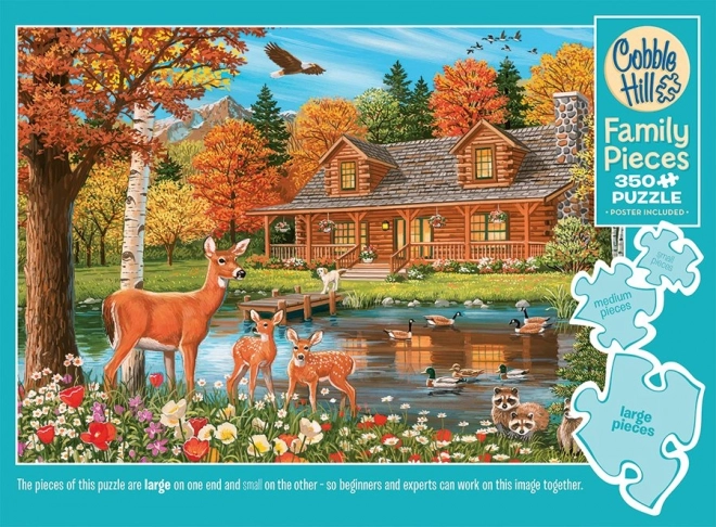 COBBLE HILL Puzzle Familial Étang près de la Maison 350 pièces