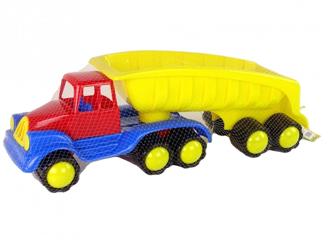 Grand camion jaune avec remorque 45 cm