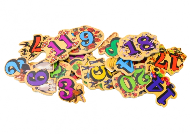 Chiffres en bois magnétiques avec images 20 pcs