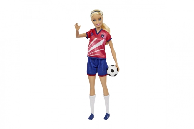 Barbie poupée de football en maillot rouge