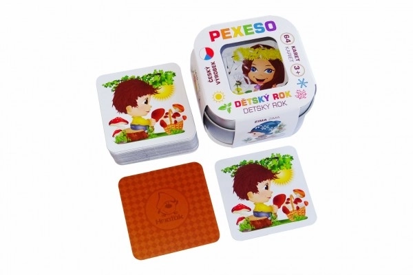 Pexeso L'année des enfants - imperméable, 64 cartes dans une boîte en métal 6x6x4cm