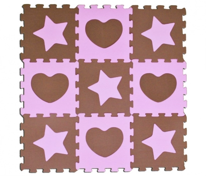 Puzzle en mousse étoiles et cœurs roses