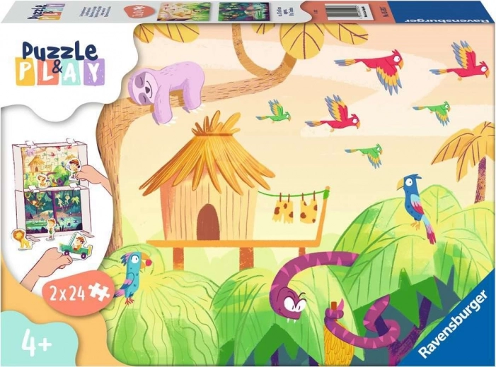 Ravensburger Puzzle & Play : aventure dans la jungle 2×24 pièces