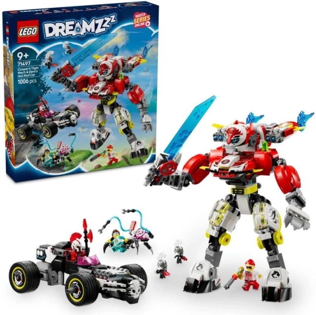 LEGO DREAMZzz 71497 Le robot tigre de Cooper et le hot rod de Zéro