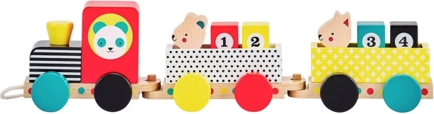 Petit train en bois à tirer avec chiffres et animaux PETIT COLLAGE