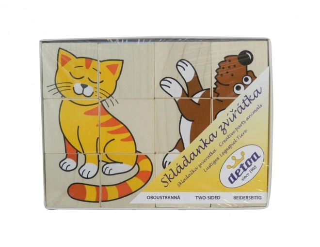 Mini casse-tête recto-verso avec animaux - 12 pièces