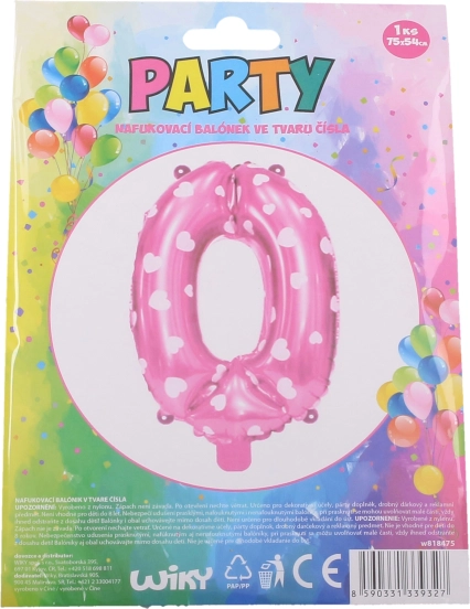 Ballon gonflable chiffre 1 avec petits cœurs – Rose
