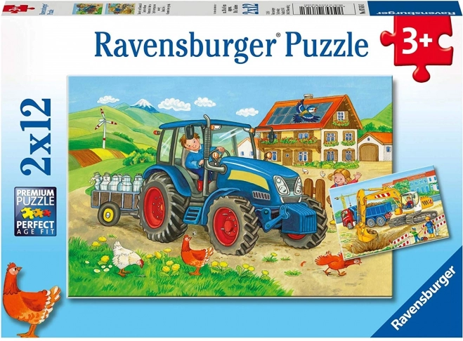 Puzzle 2x12 pièces Aire de construction et ferme