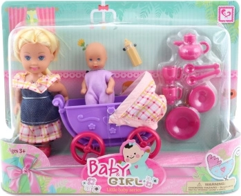 Poupée avec poussette et accessoires
