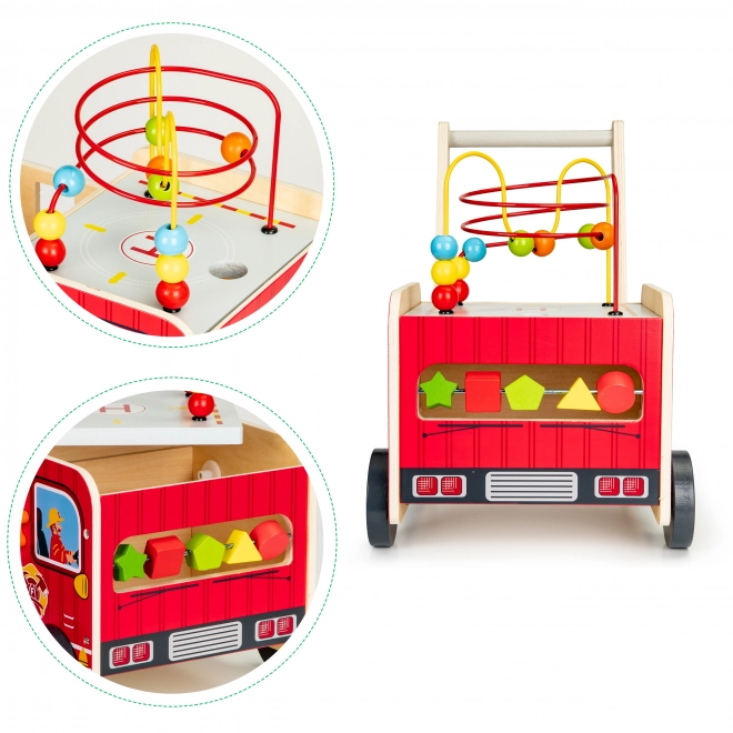 Chariot en bois éducatif avec blocs - Camion de pompier ECOTOYS