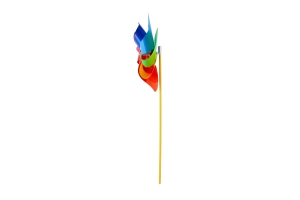 Moulin à vent diamètre 22cm plastique couleur arc-en-ciel 47cm