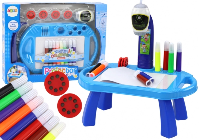 Table à dessiner avec projecteur bleu