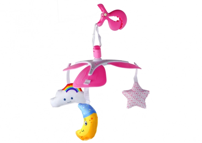 Clip rose pour berceau avec mobile céleste pour enfants