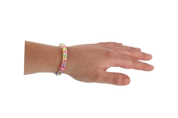 Crée ton propre bracelet - 200 élastiques arc-en-ciel + outils dans un sachet 10x16cm
