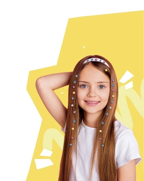 Pierres scintillantes non seulement pour les cheveux avec applicateur en plastique 6x12cm avec accessoires dans une boîte 22x18,5x4,5cm