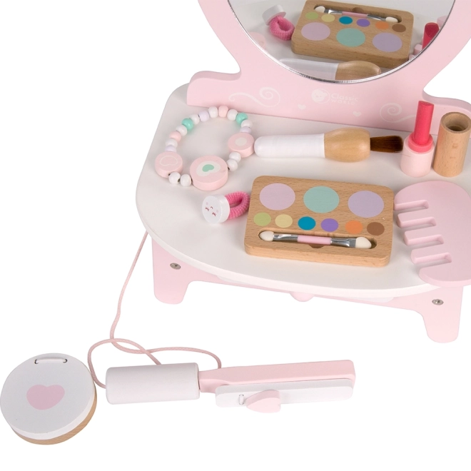 Coiffeuse en bois pour enfants avec miroir et accessoires Classic World