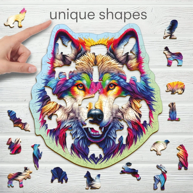 Puzzle en bois Loup Arc-en-ciel 150 pièces