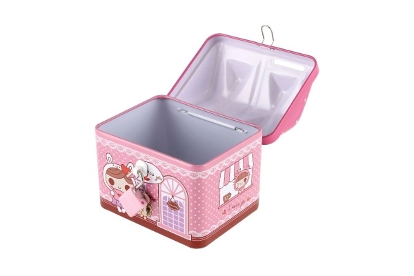 Tirelire maisonnette en métal avec serrure 12x11cm