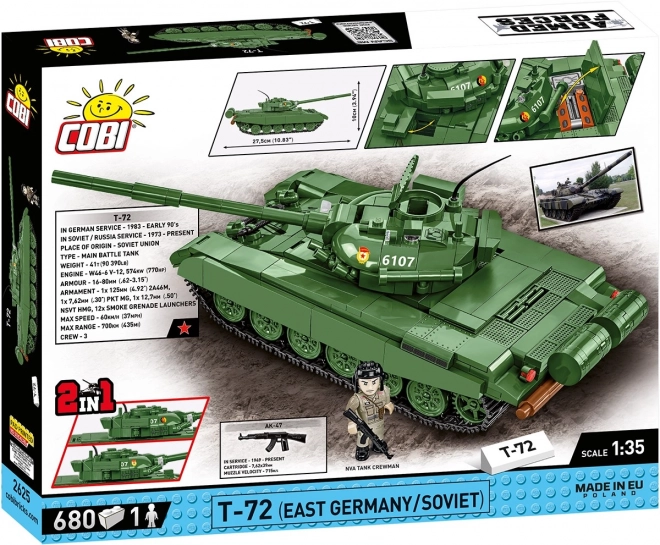 COBI 2625 Forces Armées T-72 (RDA/SOVIÉTIQUE), 1:35, 680 pcs, 1 figurine