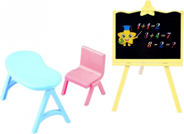 Set scolaire : tableau, table et chaise