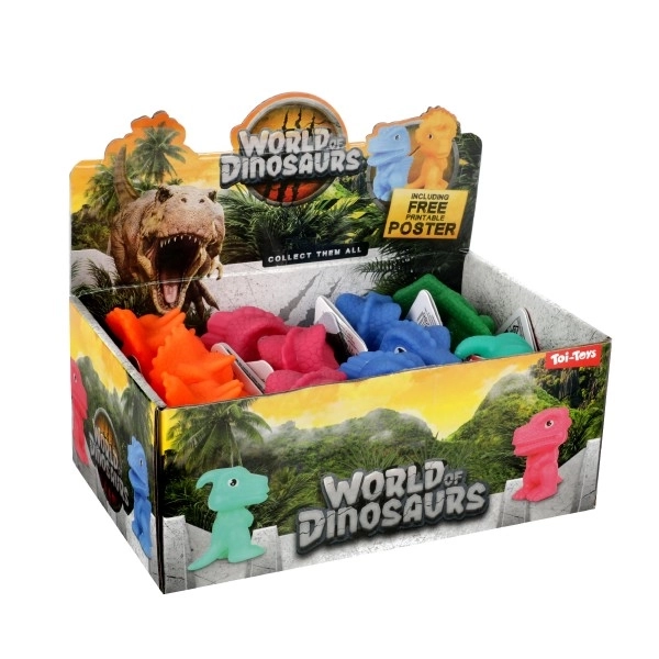 Dinosaure en caoutchouc 8cm - 5 types en boîte