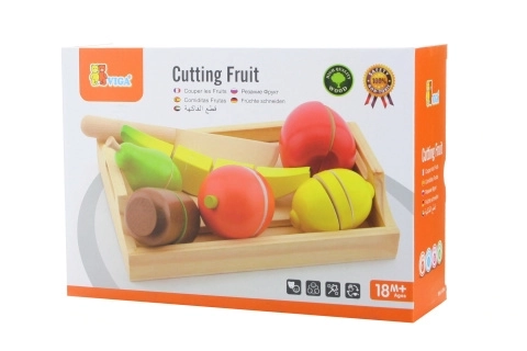 Fruits à découper en bois avec plateau