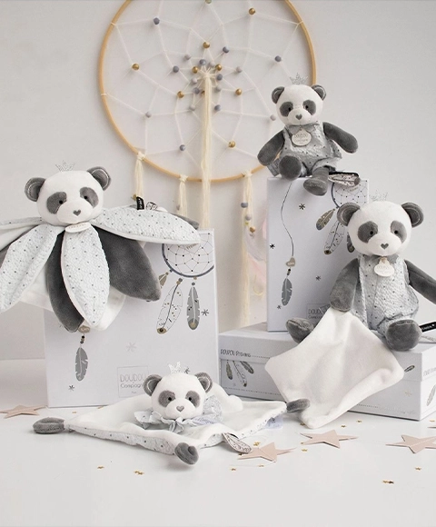 Ensemble cadeau - doudou en peluche panda