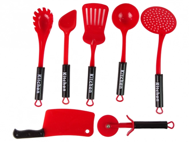 Ensemble de cuisine pour enfants avec vaisselle rouge