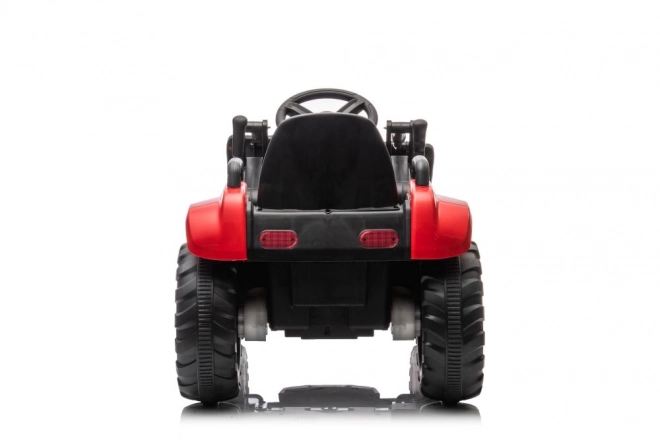Tracteur rouge pour enfants avec batterie rechargeable et godet