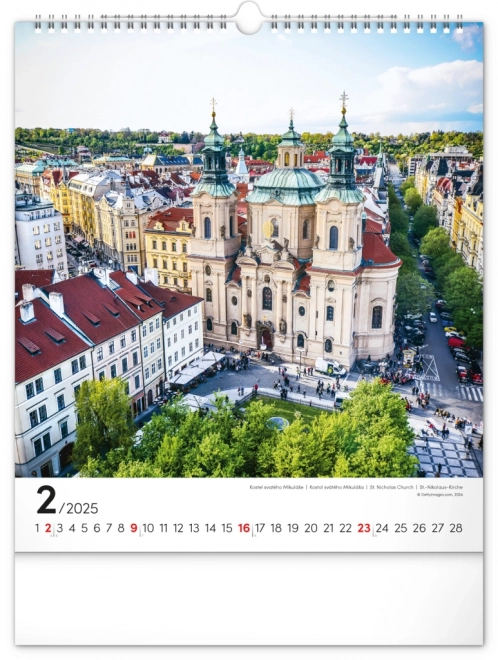 Calendrier mural Prague 2025, 30 × 34 cm